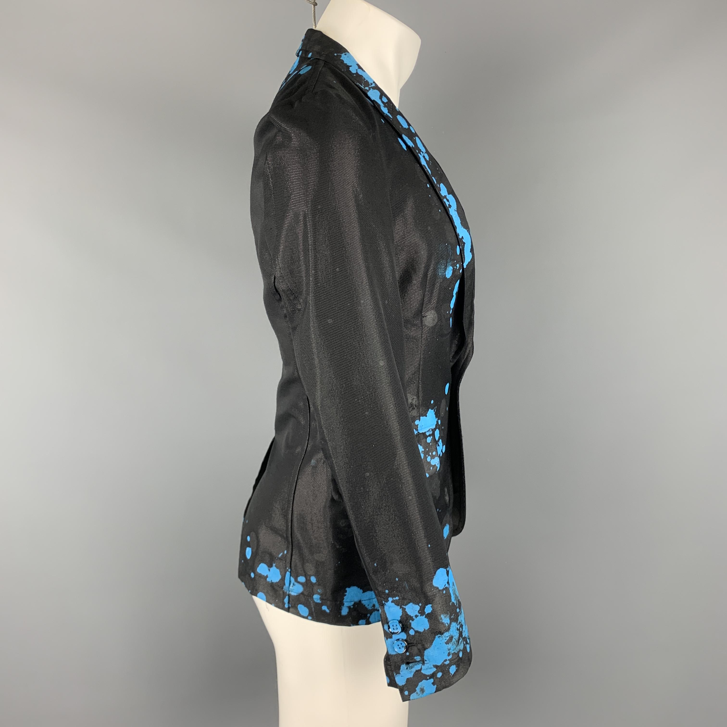 COMME des GARCONS HOMME PLUS S Black Blue Splattered Paint Wool Blend Sport Coat 4