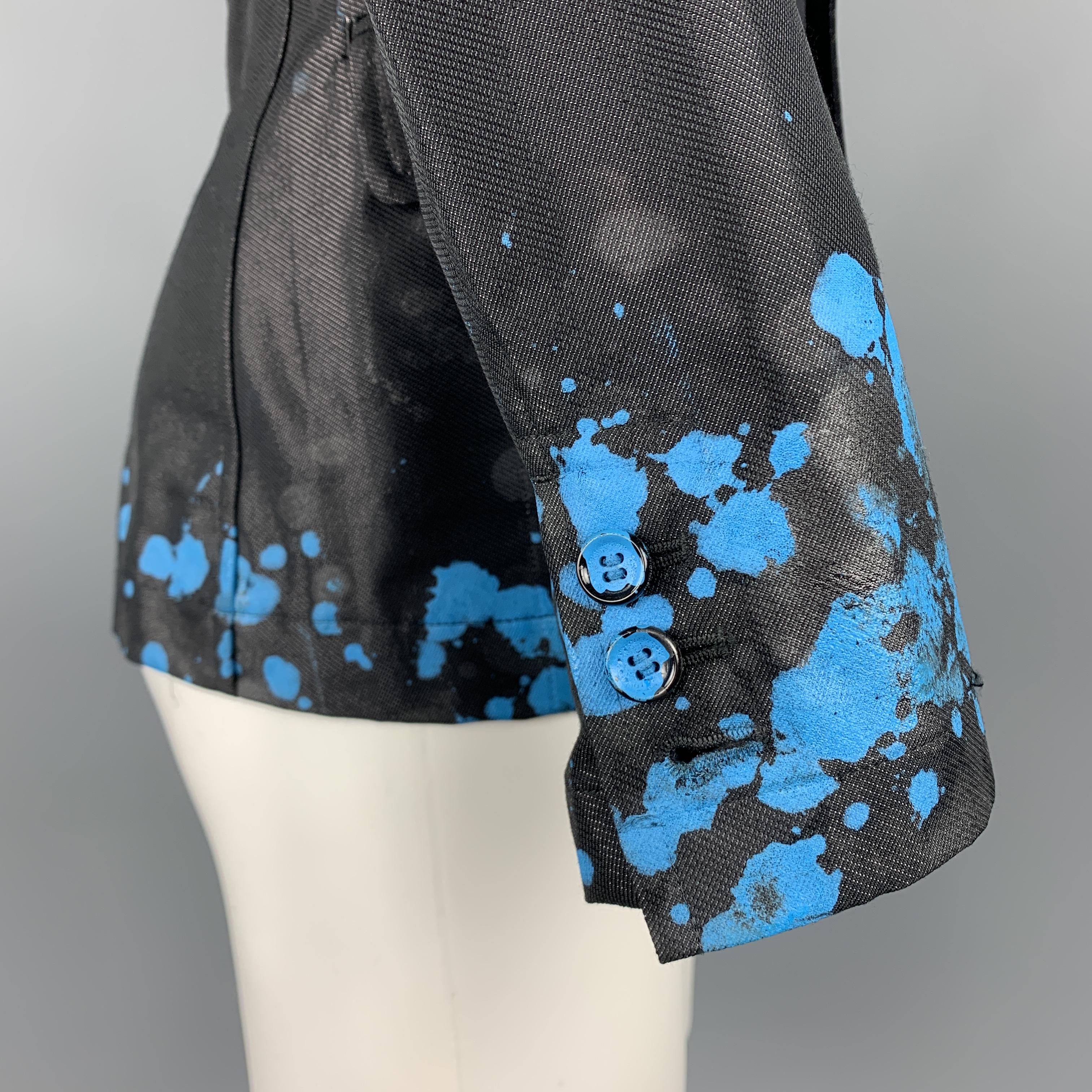 COMME des GARCONS HOMME PLUS S Black Blue Splattered Paint Wool Blend Sport Coat 5