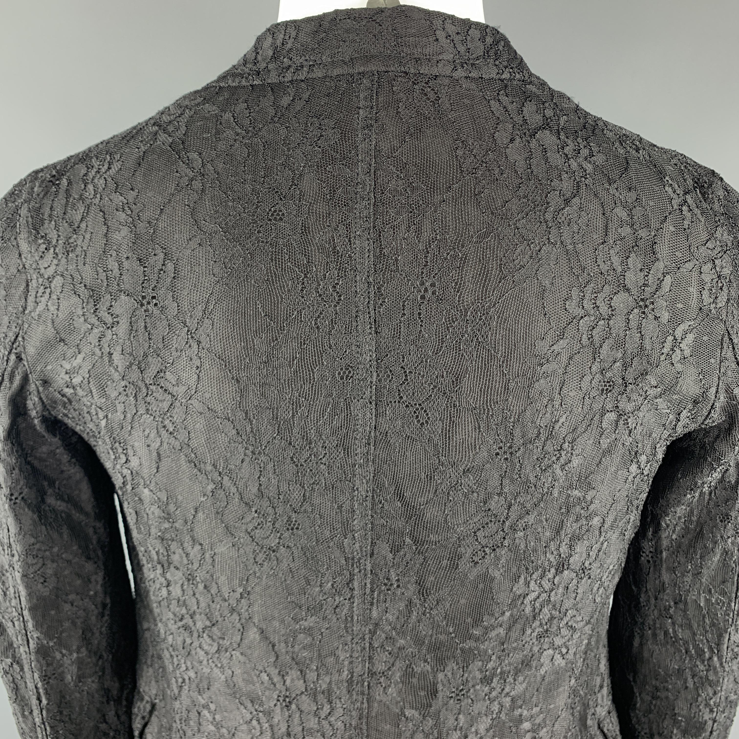 COMME des GARCONS HOMME PLUS S Black Lace Polyester / Rayon Notch Lapel Jacket 1