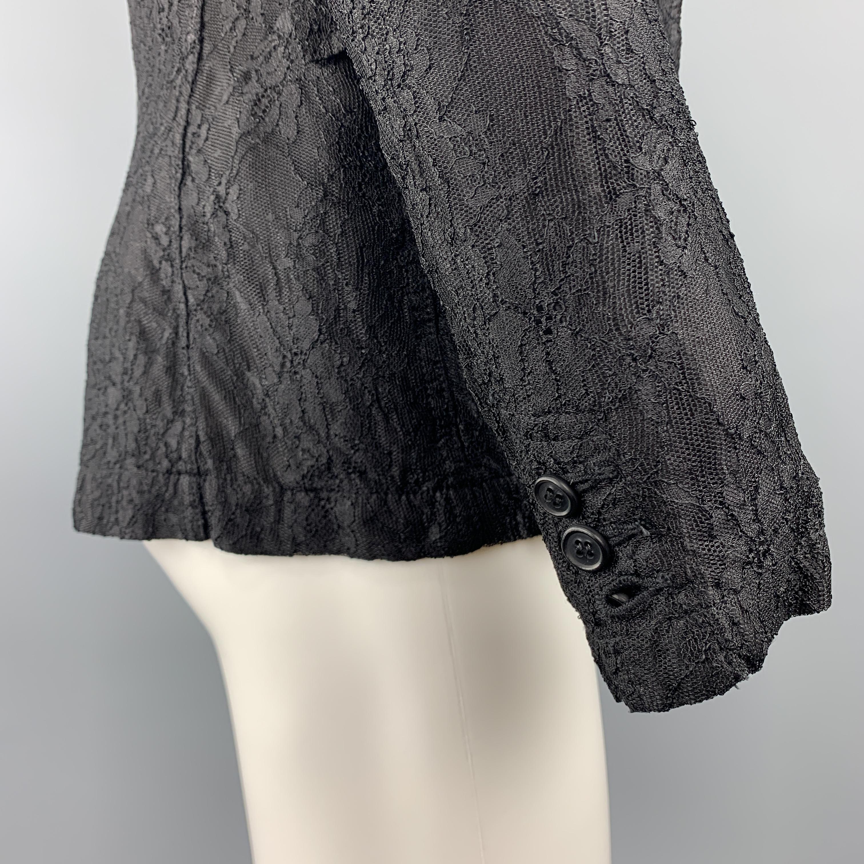COMME des GARCONS HOMME PLUS S Black Lace Polyester / Rayon Notch Lapel Jacket 2
