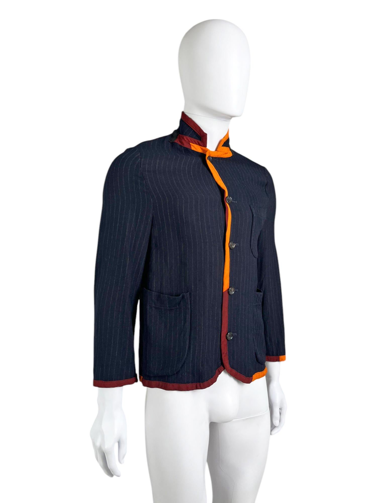 Comme des Garçons Homme Plus S/S 2001 Blazer de rayas multicolor Black en venta