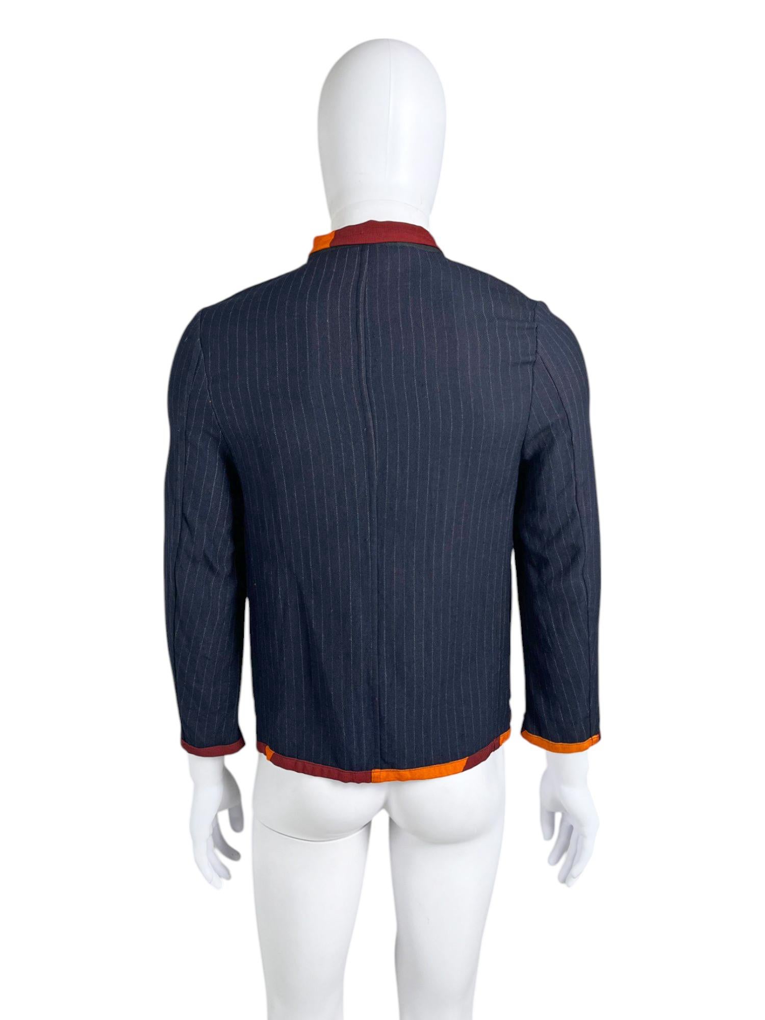 Comme des Garçons Homme Plus S/S 2001 Blazer de rayas multicolor en Excelente estado para la venta en Caserta, IT