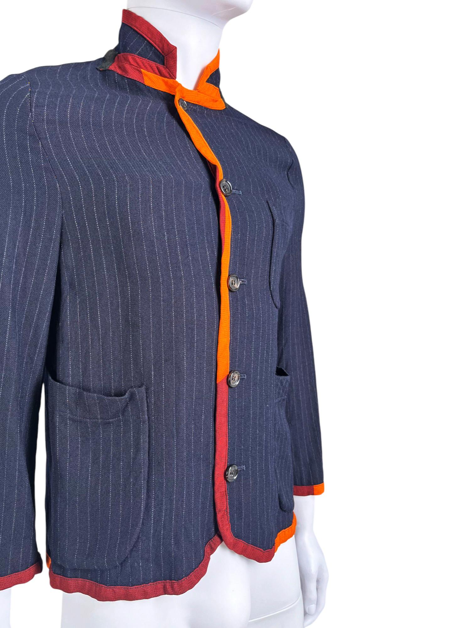 Femenino o masculino Comme des Garçons Homme Plus S/S 2001 Blazer de rayas multicolor en venta