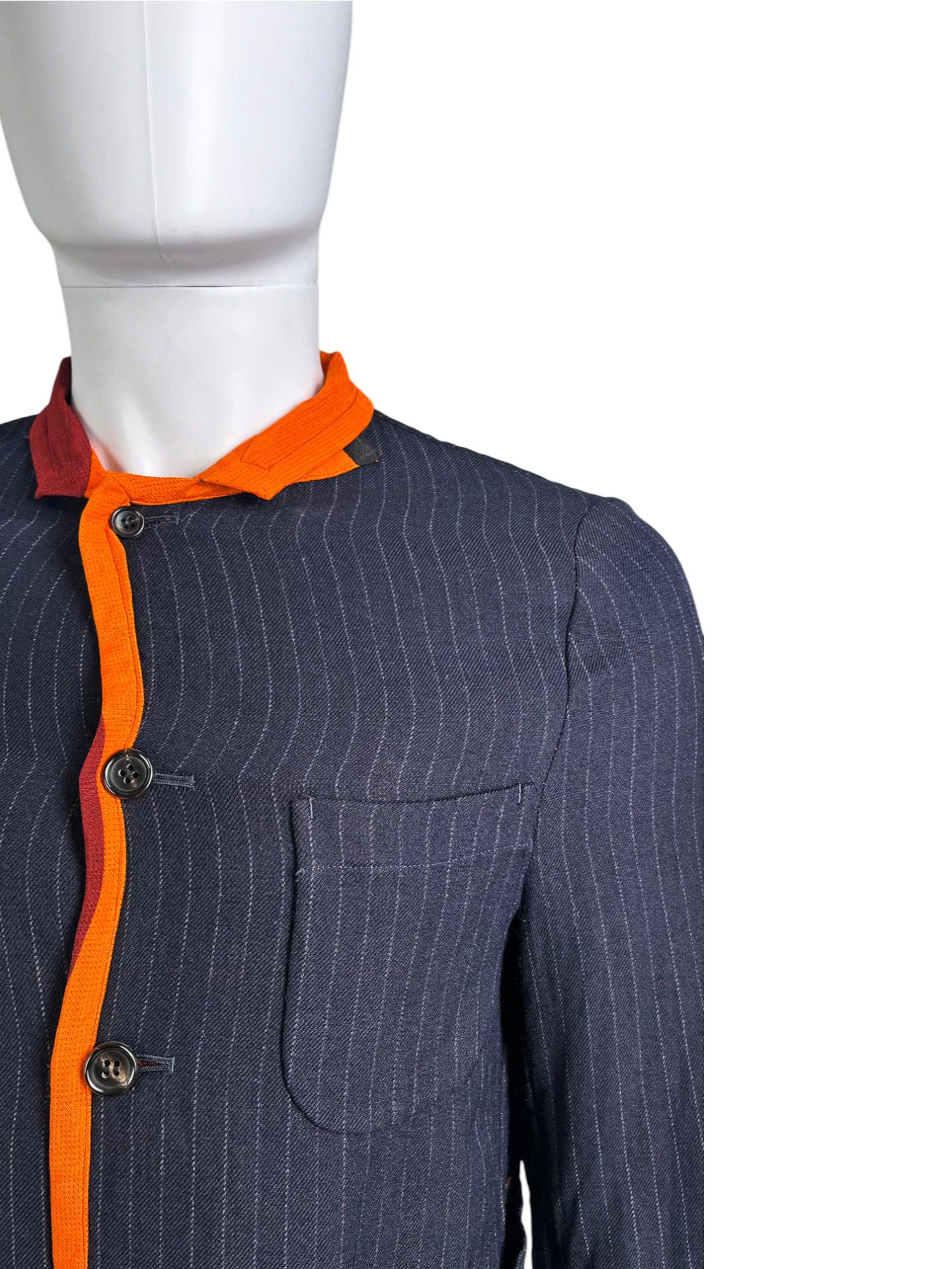 Comme des Garçons Homme Plus S/S 2001 Blazer de rayas multicolor en venta 2