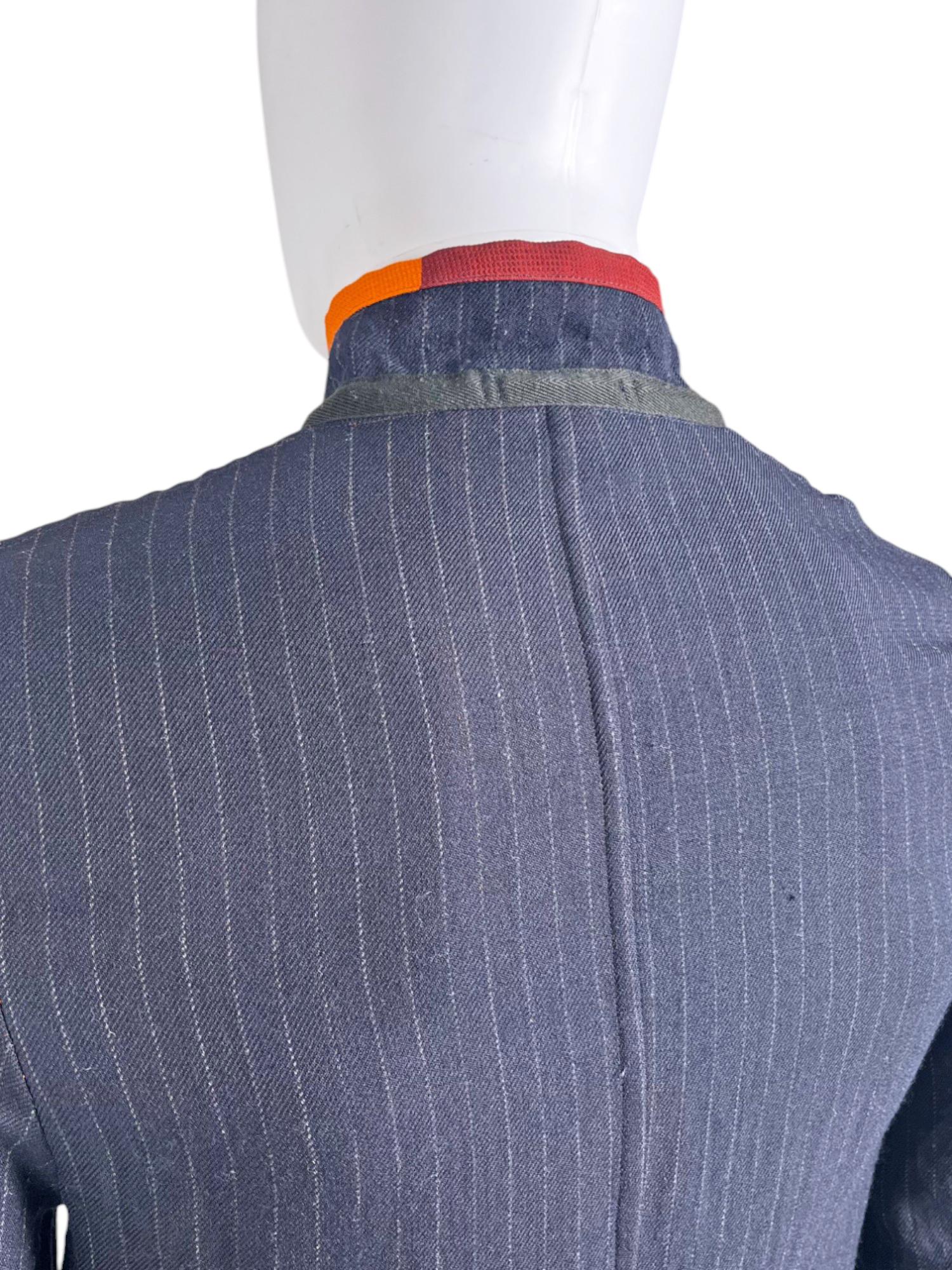 Comme des Garçons Homme Plus S/S 2001 Blazer de rayas multicolor en venta 3