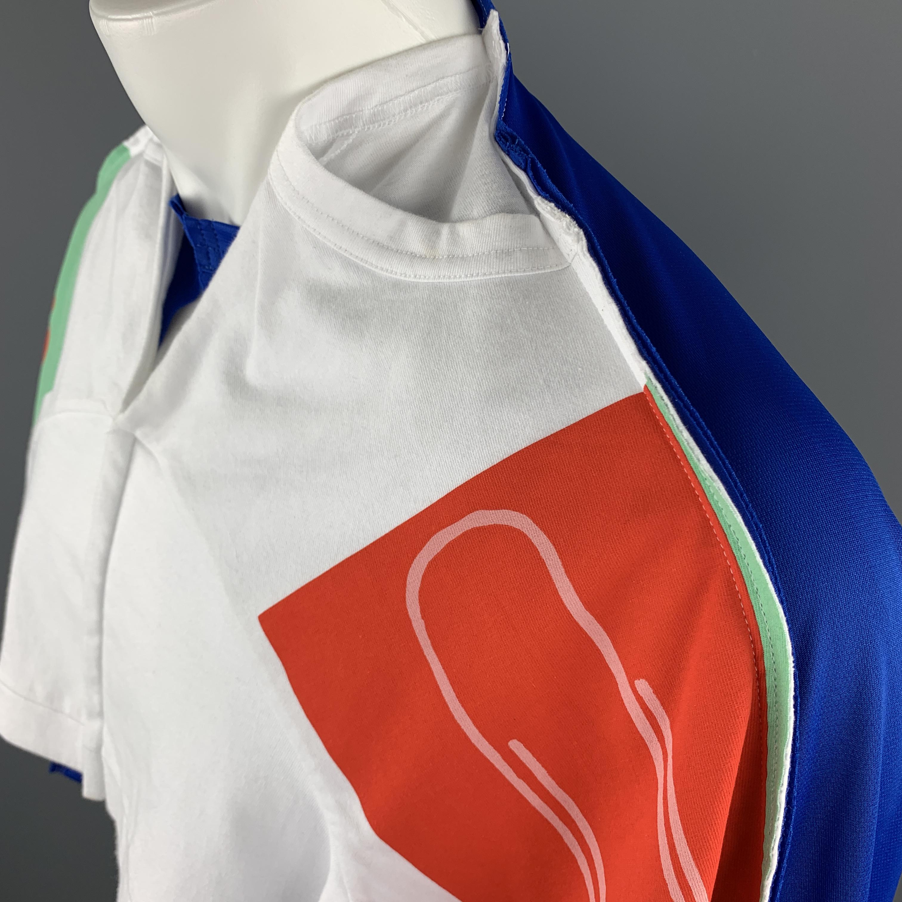 Gray COMME des GARCONS HOMME PLUS S/S 2019 Size S White & Blue Graphic T-Shirt