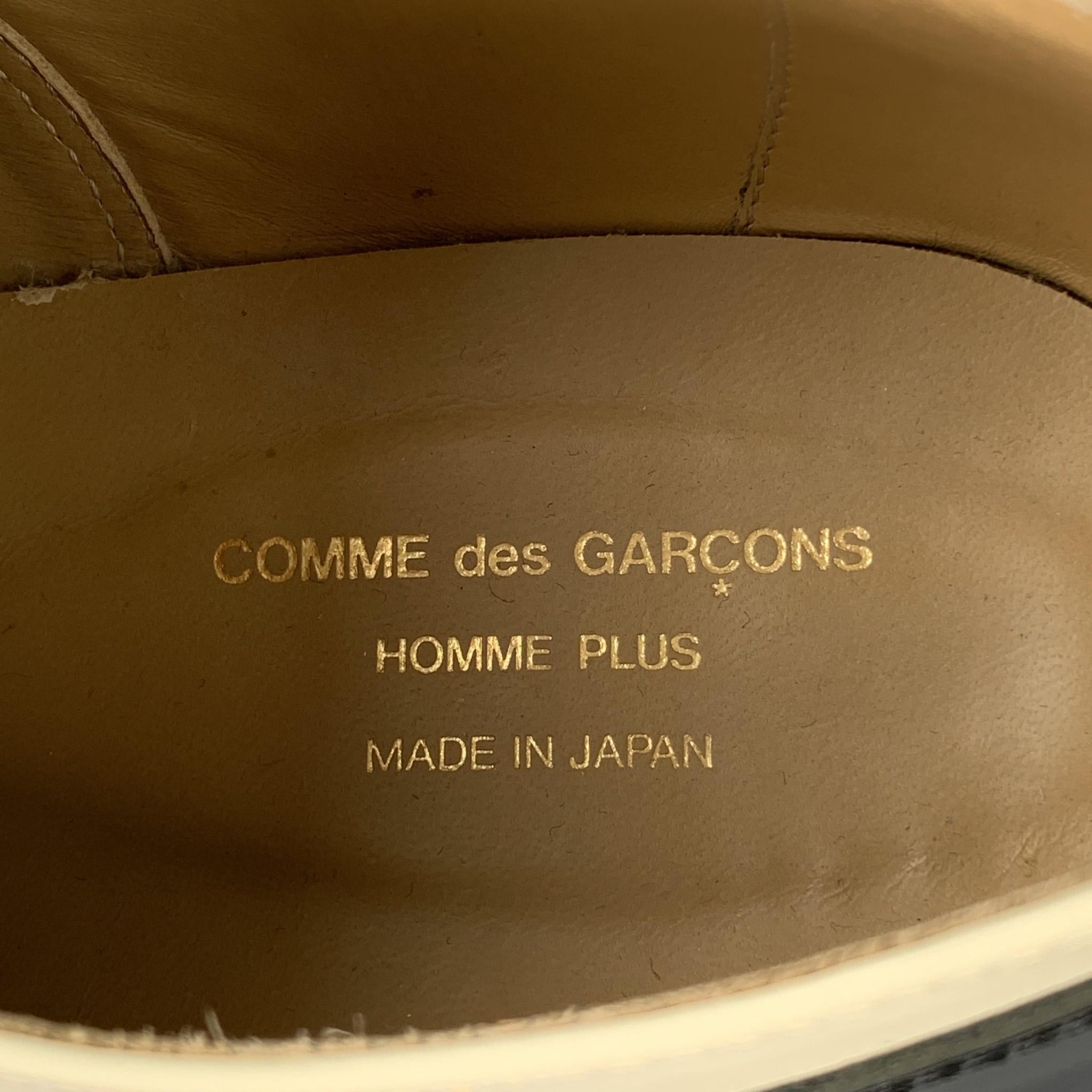 COMME des GARCONS HOMME PLUS Size 10 Black & Cream Studded Leather Lace Up Shoes 2