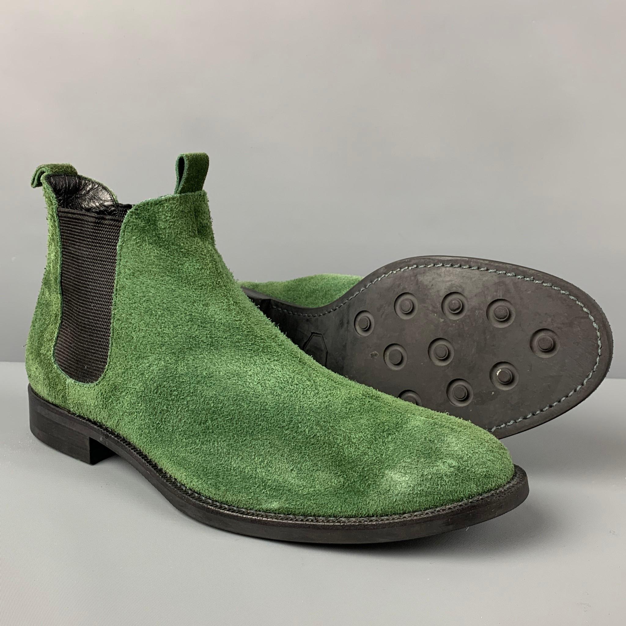 COMME des GARCONS HOMME PLUS Size 10 Green Black Suede Ankle Boots In Good Condition In San Francisco, CA