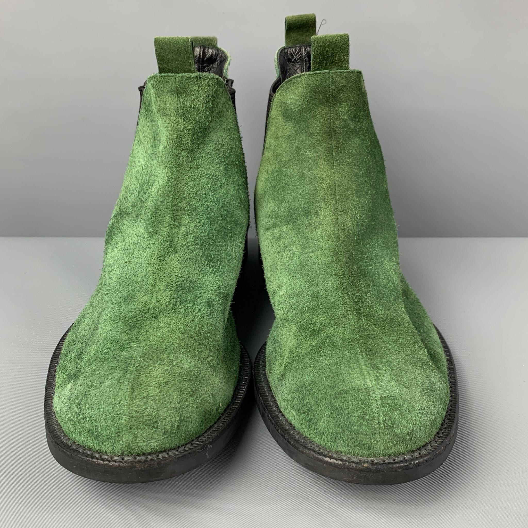 Men's COMME des GARCONS HOMME PLUS Size 10 Green Black Suede Ankle Boots