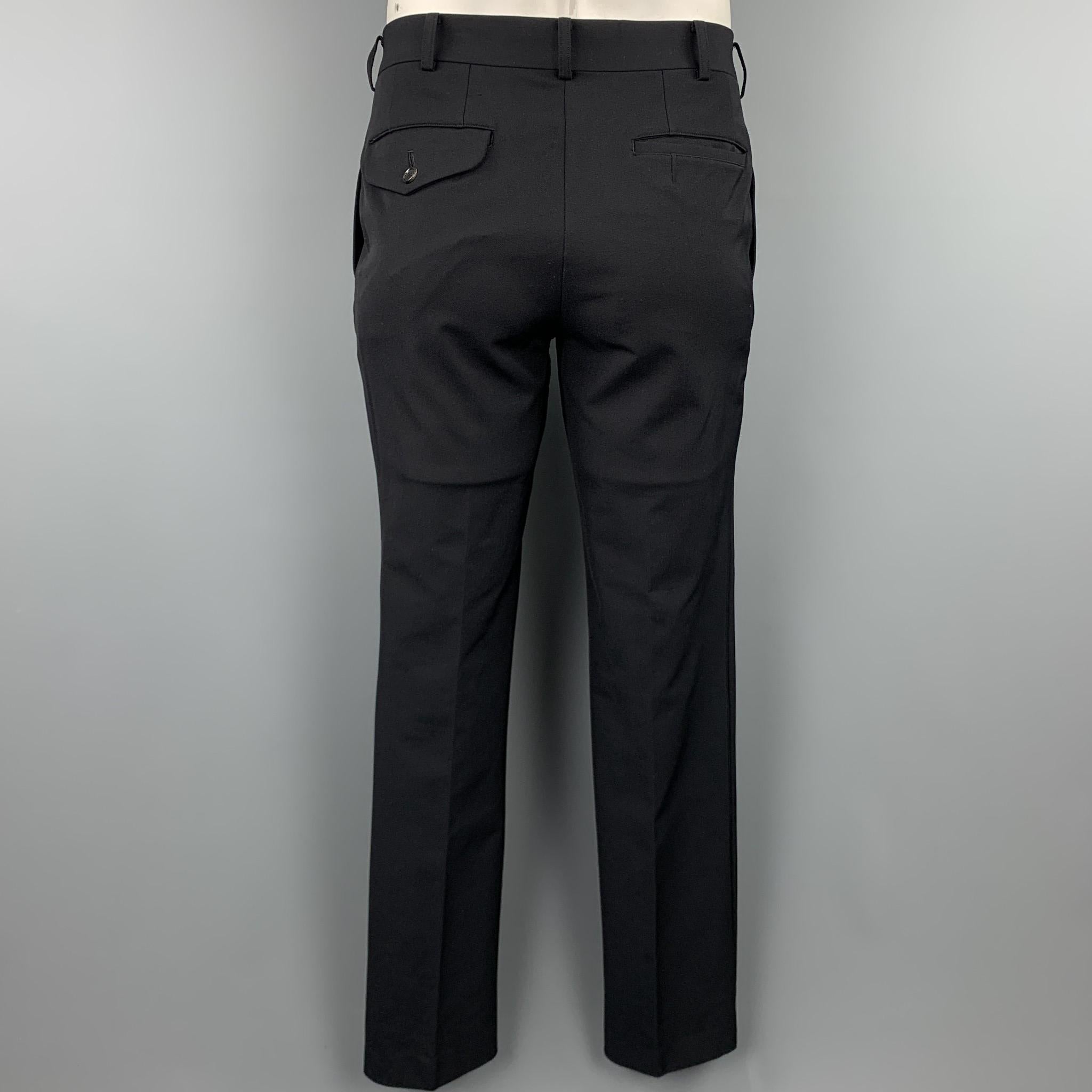 Black COMME des GARCONS HOMME PLUS Size 42 Regular Navy Nylon Blend Peak Lapel Suit