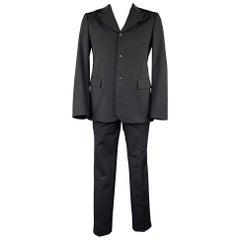 COMME des GARCONS HOMME PLUS Size 42 Regular Navy Nylon Blend Peak Lapel Suit