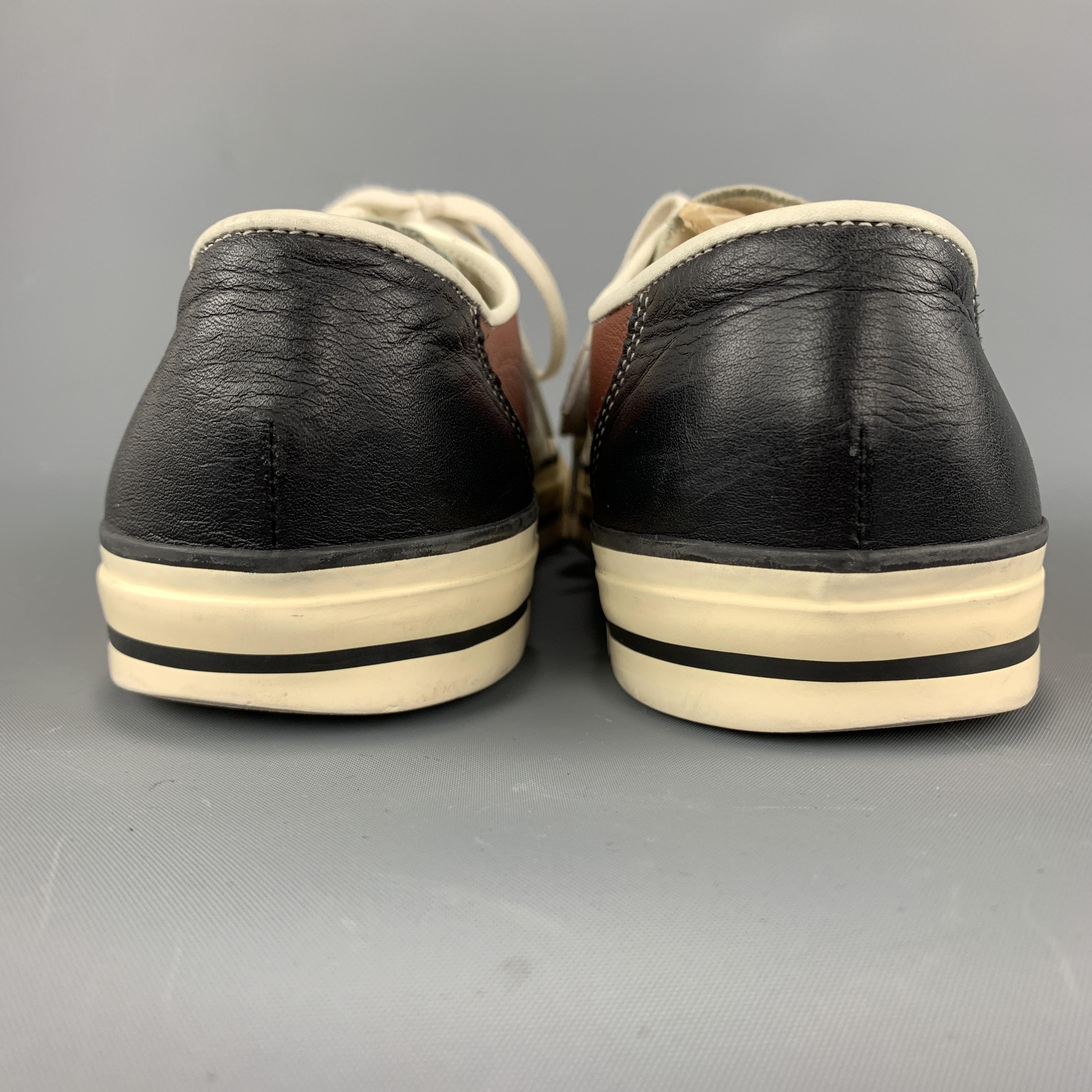 COMME des GARCONS HOMME PLUS Size 9 Cream Brown & Black Low Top Sneakers In Good Condition In San Francisco, CA