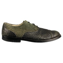 COMME des GARCONS HOMME PLUS Size 9.5 Black Grey Woven Leather Lace Up Shoes
