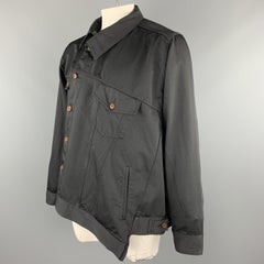 COMME des GARCONS HOMME PLUS Size L Black Asymmetrical Button Shifted Jacket