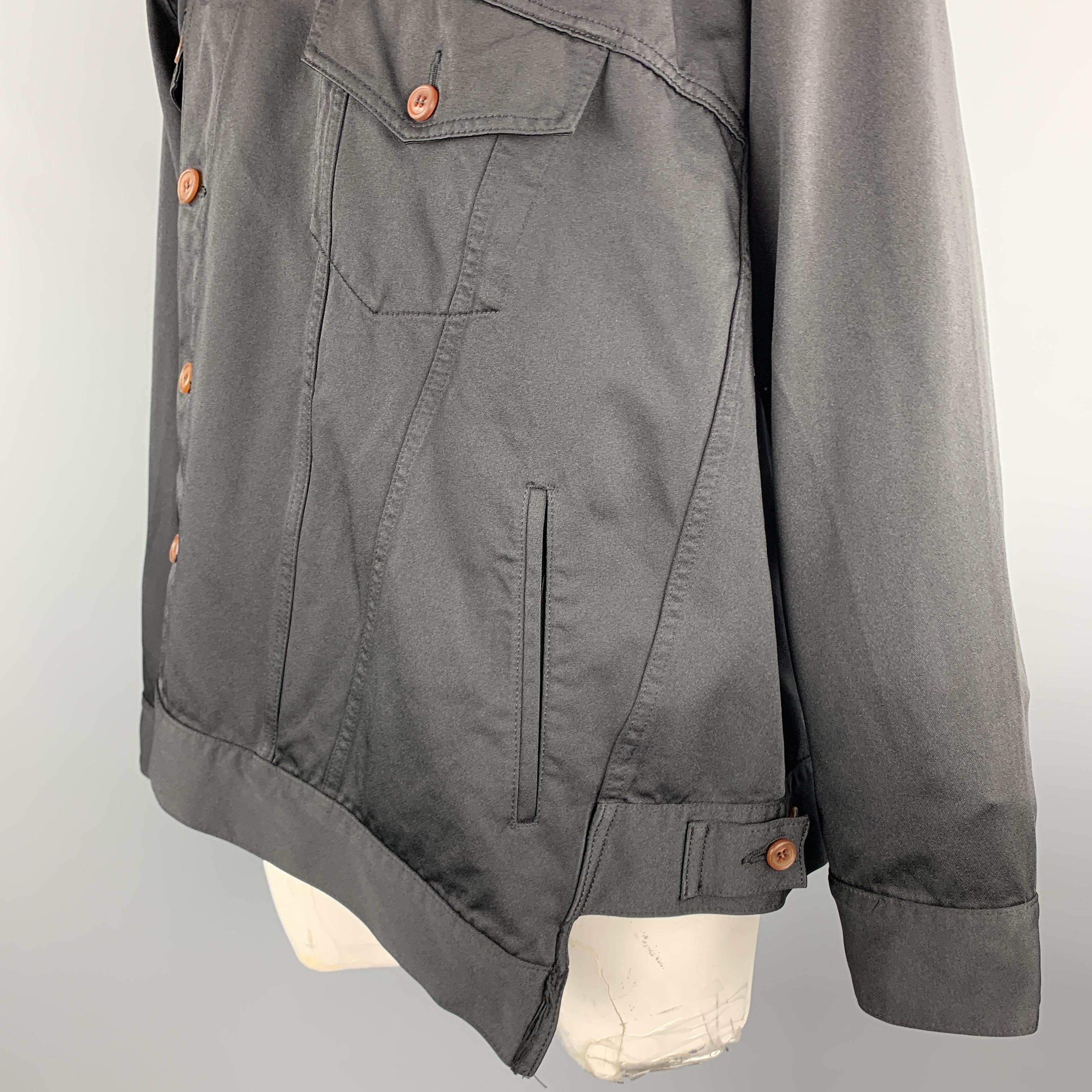 COMME des GARCONS HOMME PLUS Size L Black Asymmetrical Button Shifted Jacket In Excellent Condition In San Francisco, CA