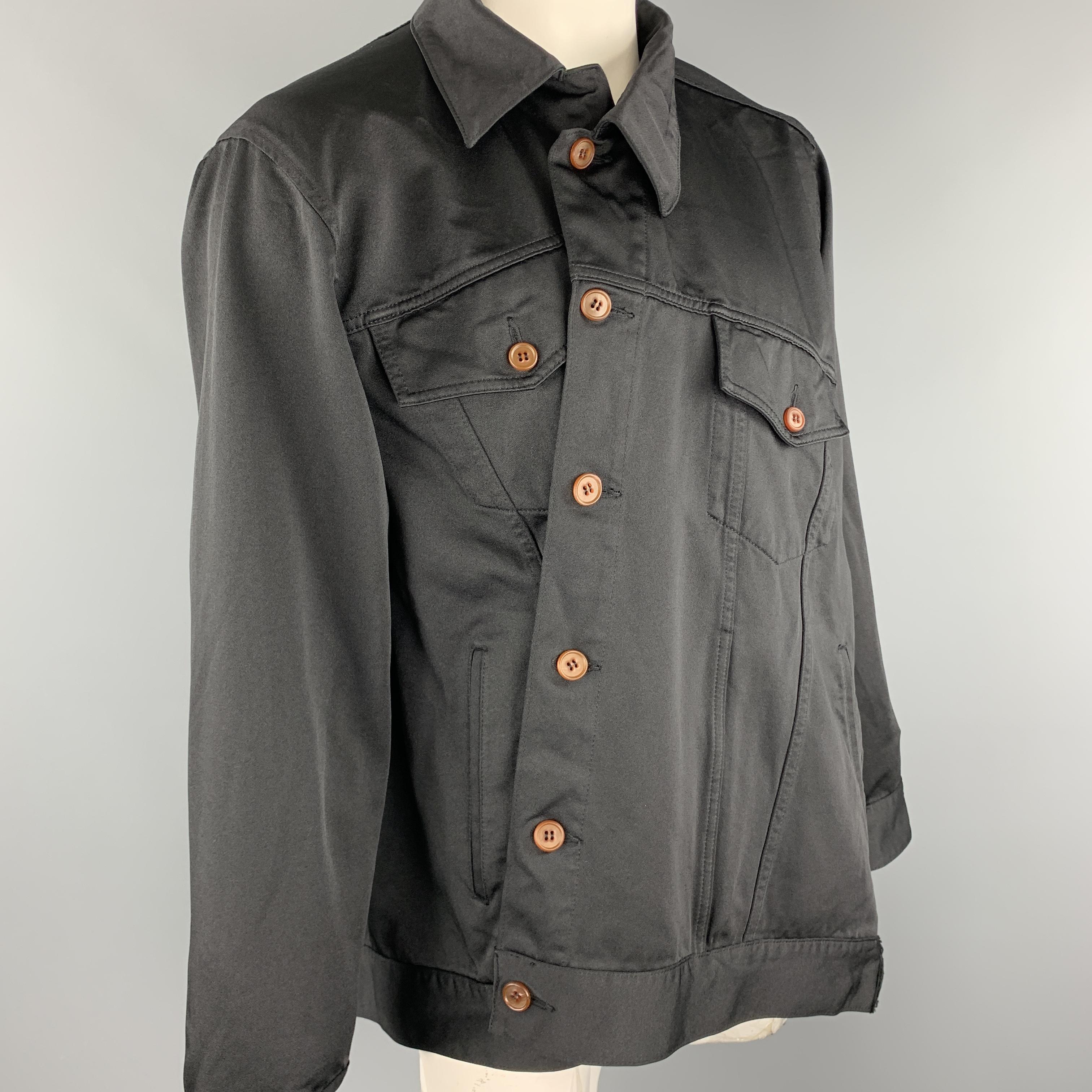 Men's COMME des GARCONS HOMME PLUS Size L Black Asymmetrical Button Shifted Jacket