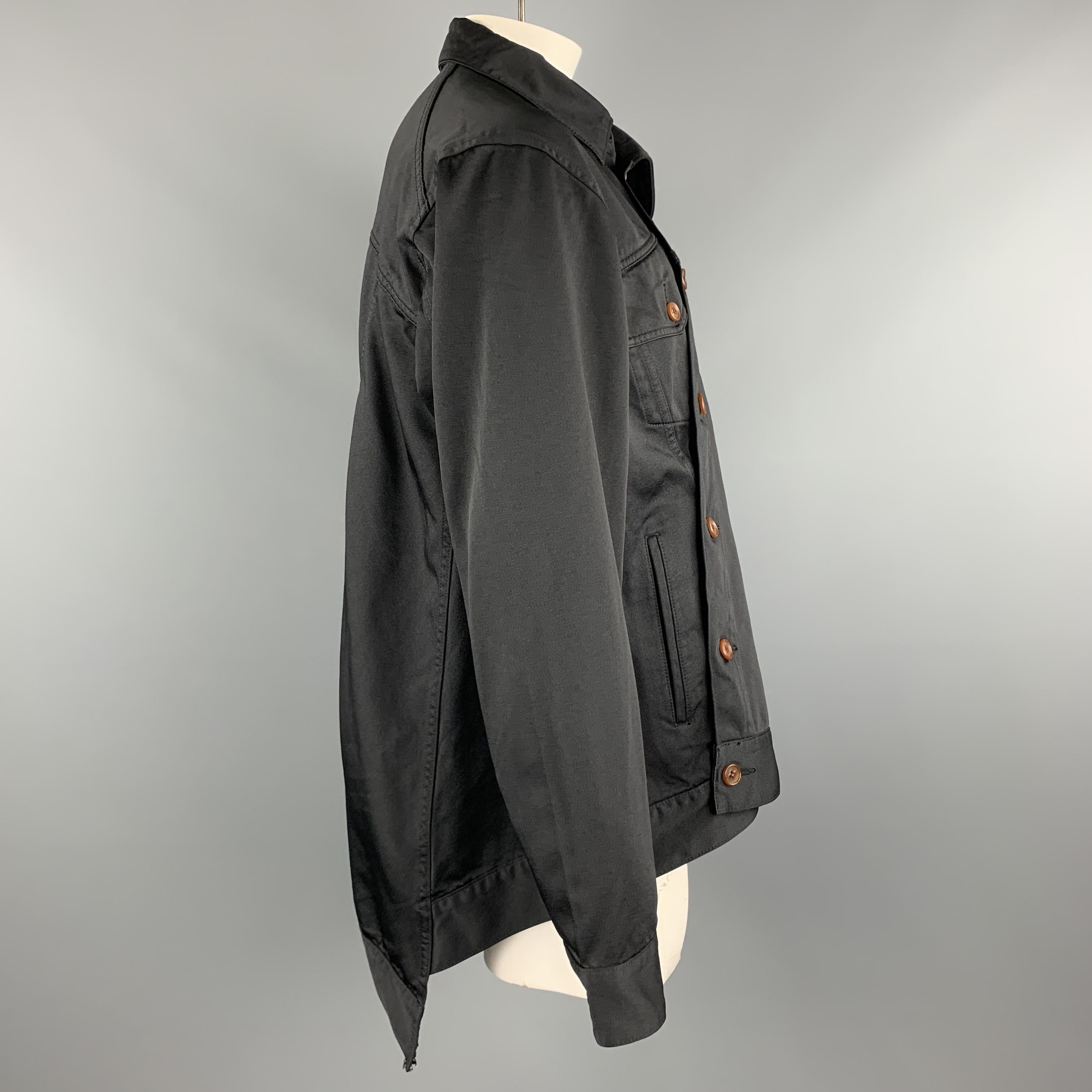 COMME des GARCONS HOMME PLUS Size L Black Asymmetrical Button Shifted Jacket 1
