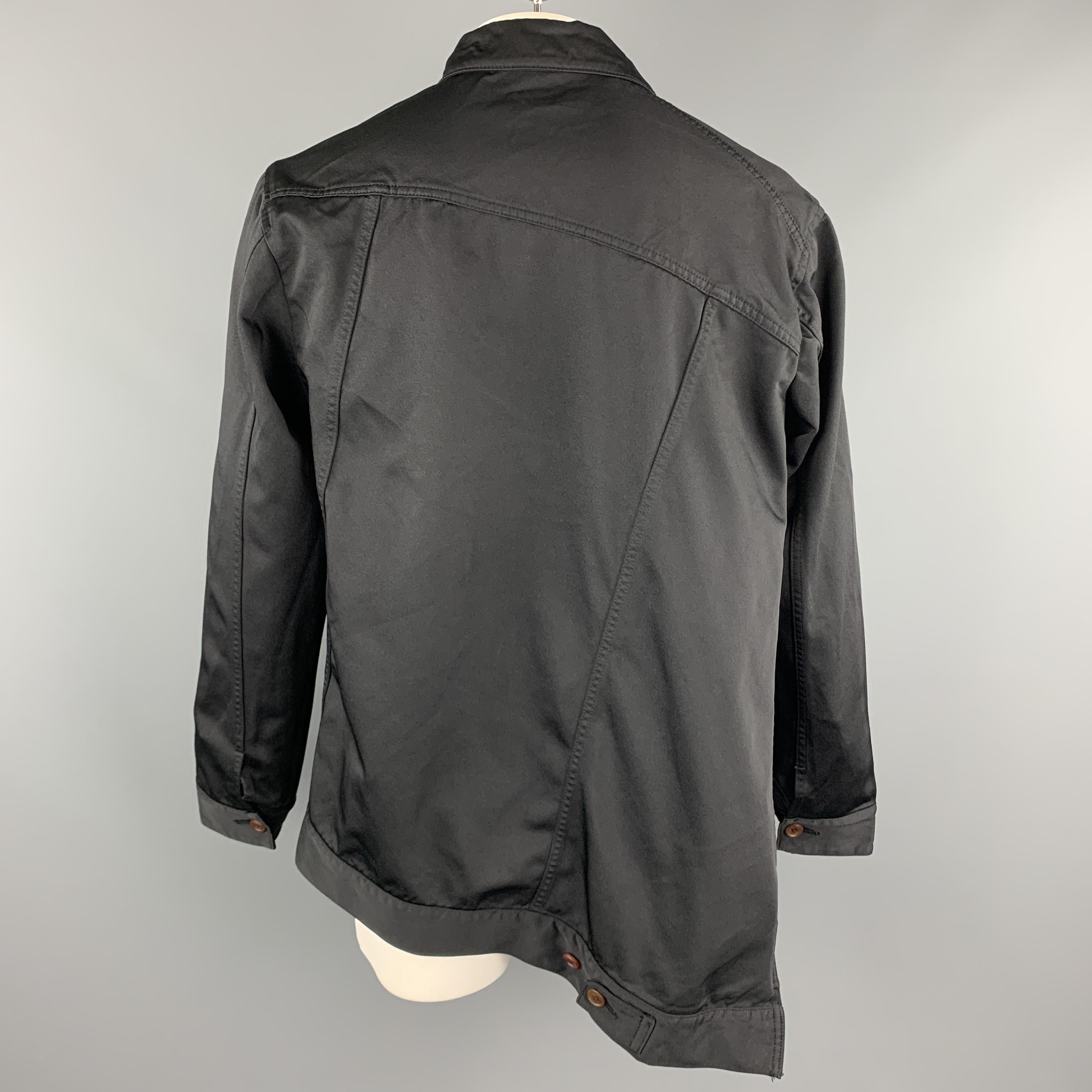 COMME des GARCONS HOMME PLUS Size L Black Asymmetrical Button Shifted Jacket 2