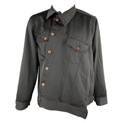 COMME des GARCONS HOMME PLUS Size L Black Asymmetrical Button Shifted Jacket