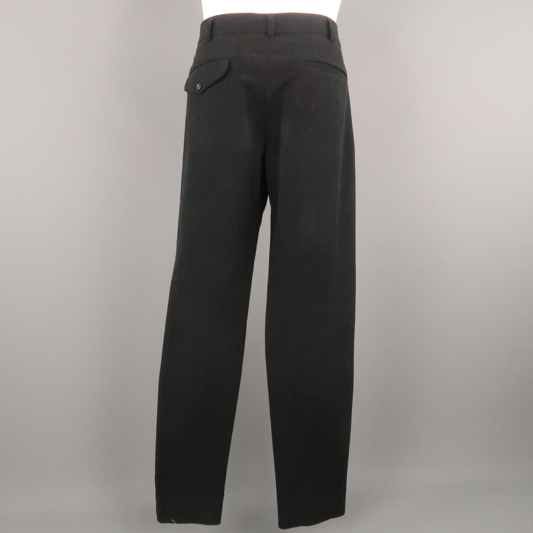 Men's COMME des GARCONS HOMME PLUS Size L Black Cotton Blend 35 Zip Fly Casual Pants