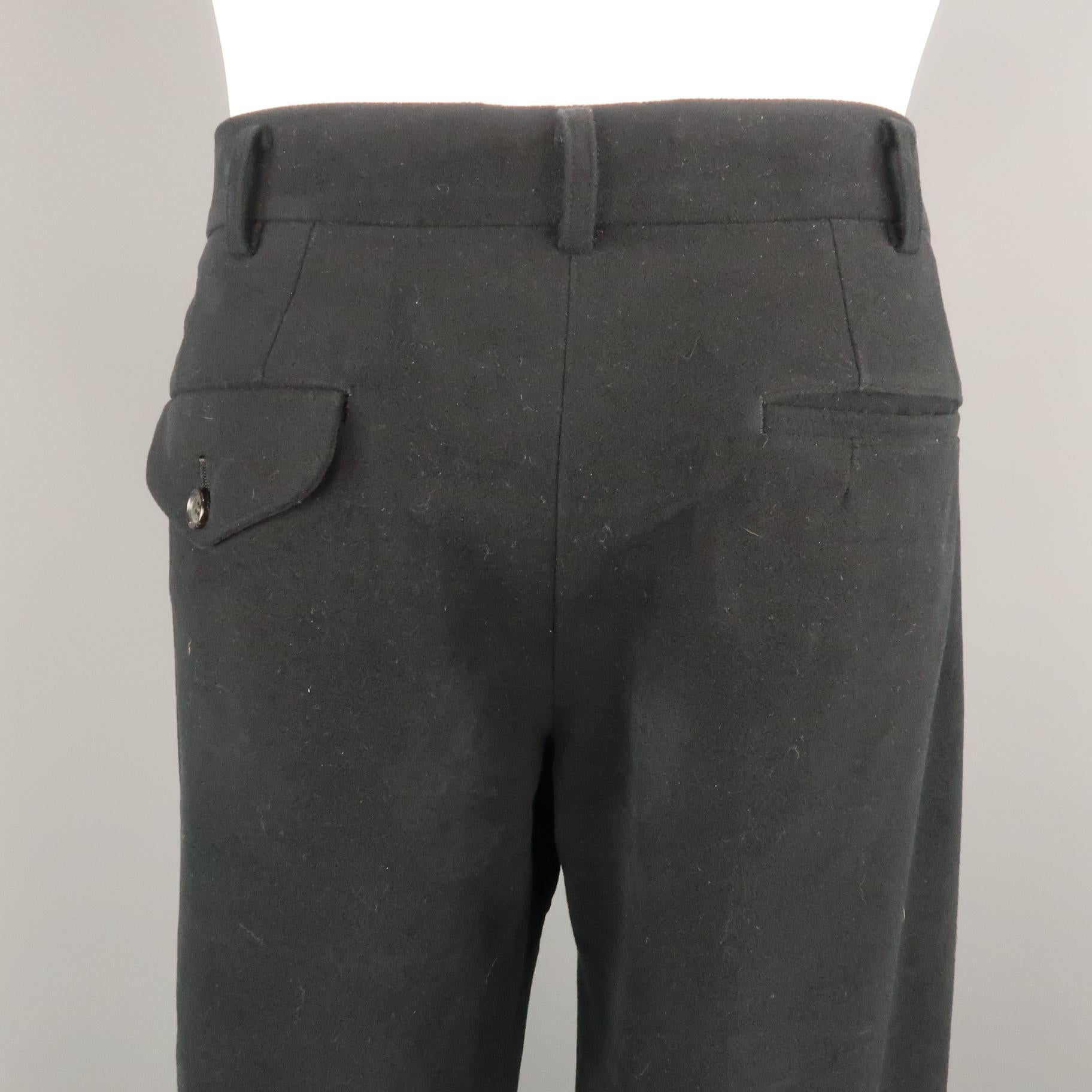 COMME des GARCONS HOMME PLUS Size L Black Cotton Blend 35 Zip Fly Casual Pants 1