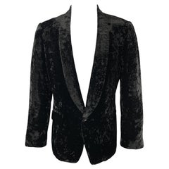 COMME des GARCONS HOMME PLUS Size L Black Crushed Velvet Shawl Collar Sport Coat