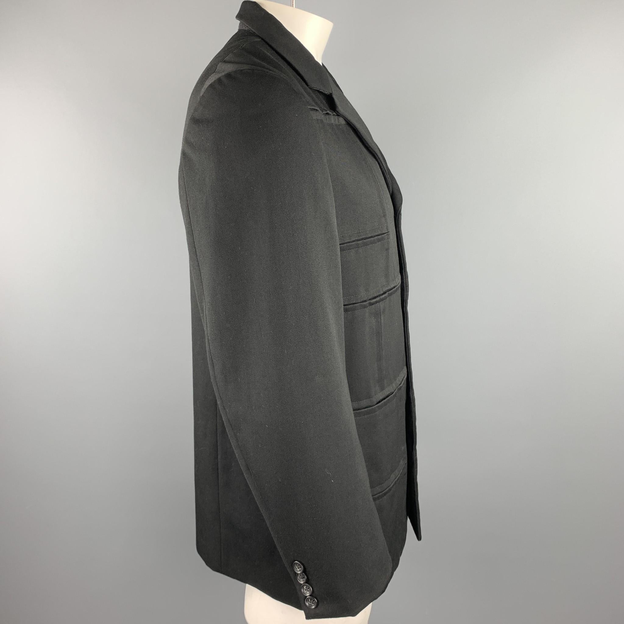 COMME des GARCONS HOMME PLUS Size L Black Patchwork Wool Jacket In Good Condition In San Francisco, CA