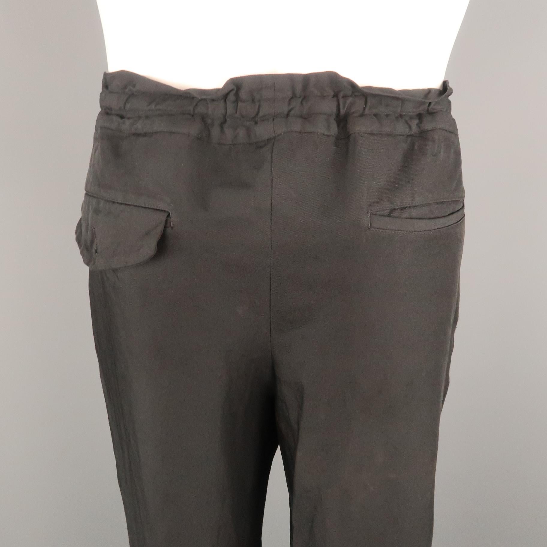 COMME des GARCONS HOMME PLUS Size L Black Solid 30 Drawstring Casual Pants 1