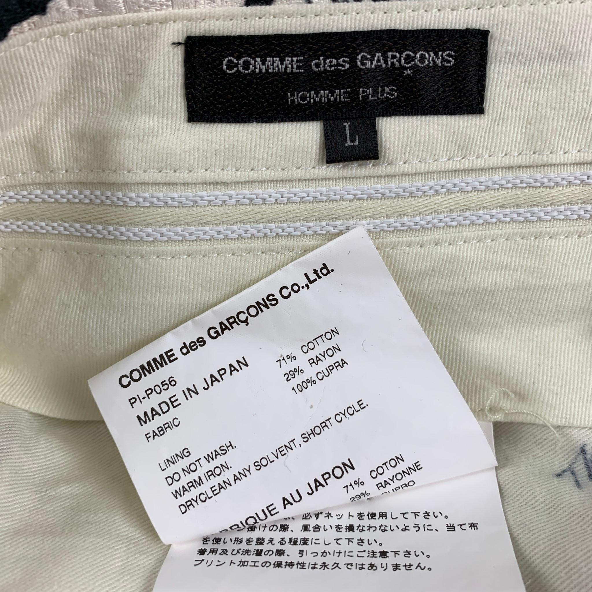 COMME des GARCONS HOMME PLUS Size L Black White Jacquard Cotton Blend Suit 6
