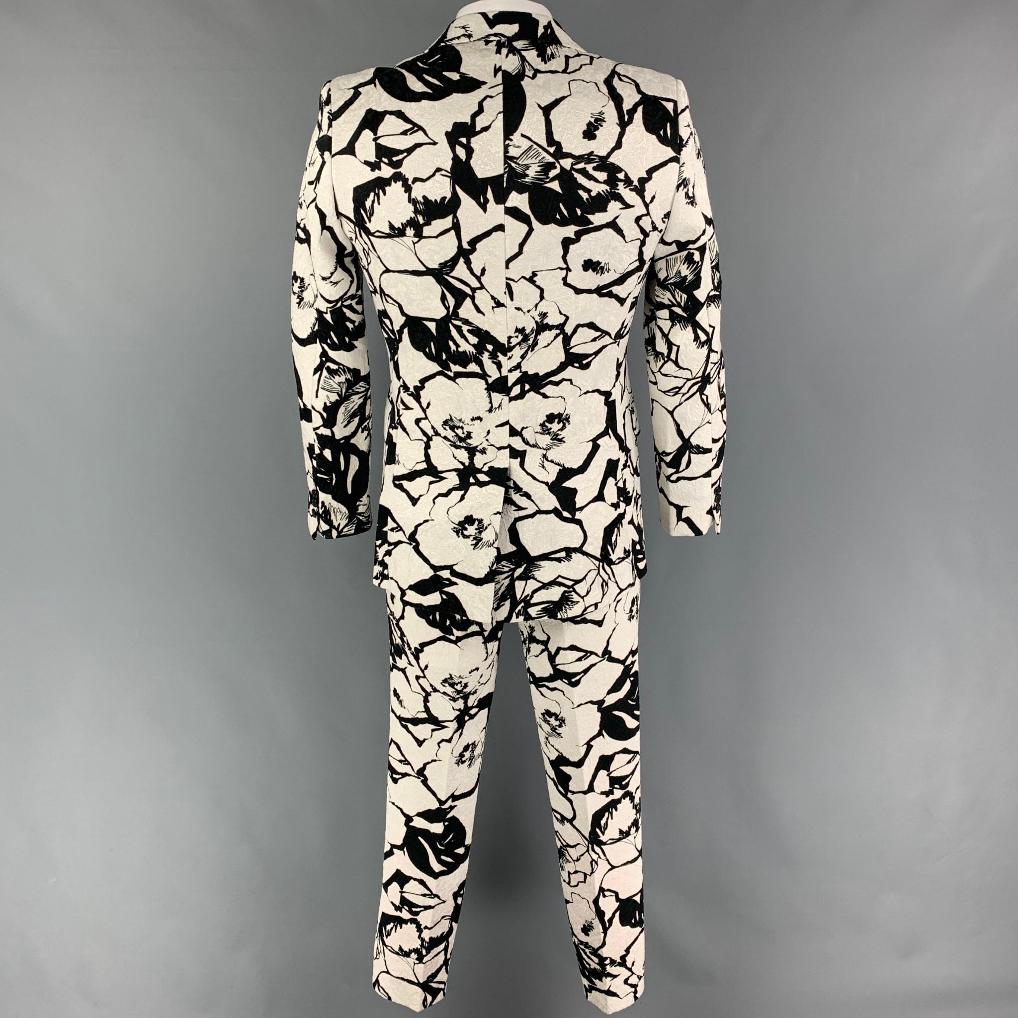 COMME des GARCONS HOMME PLUS Size L Black White Jacquard Cotton Blend Suit In Good Condition In San Francisco, CA