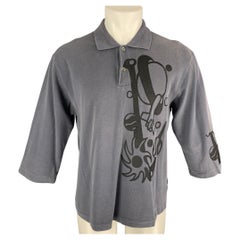 COMME des GARCONS HOMME PLUS Size L Gray Black Graphic Cotton Long Sleeve Shirt