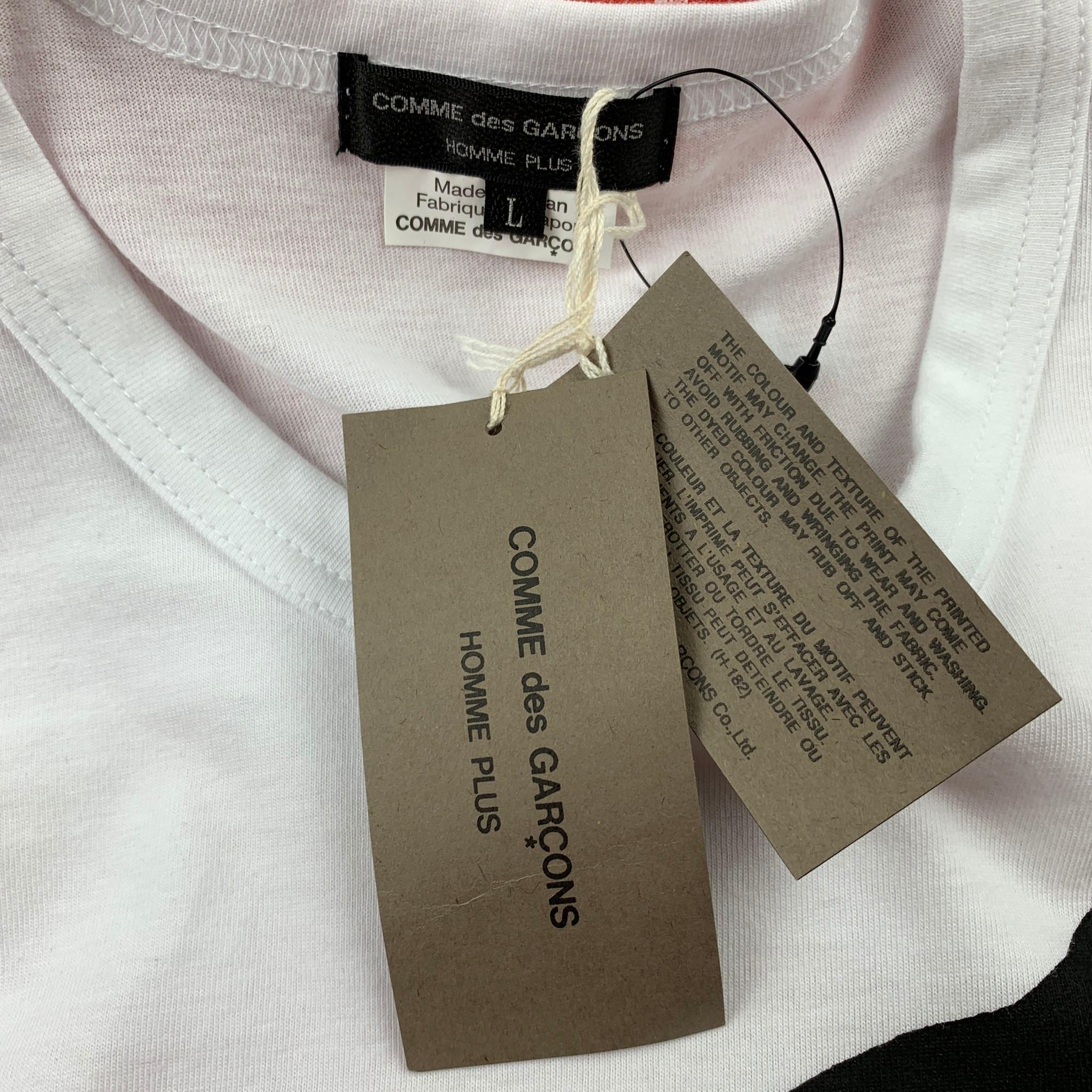 COMME des GARCONS HOMME PLUS Size L White & Black Graphic Cotton T-shirt 1