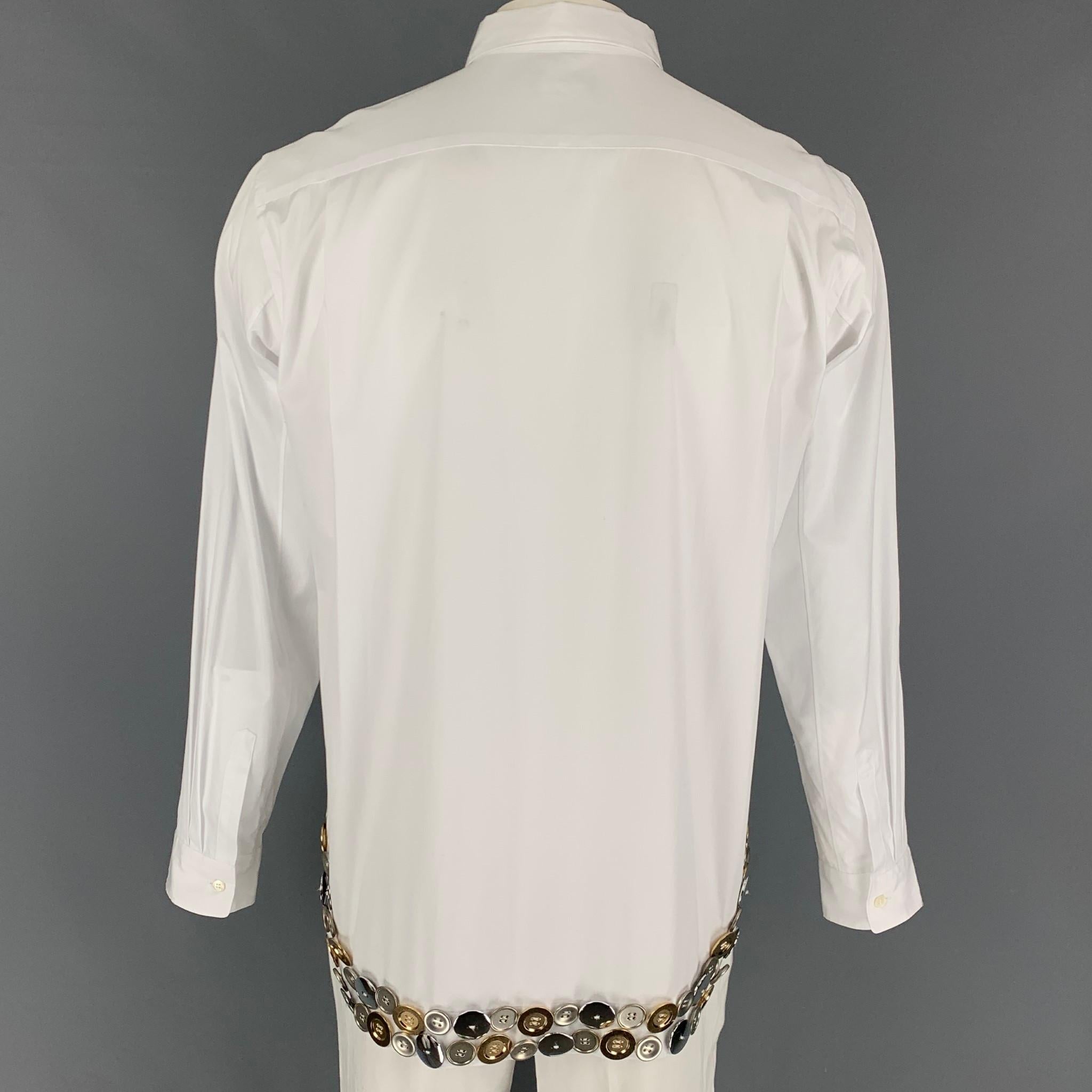 COMME des GARCONS HOMME PLUS Size L White Metal Applique Cotton Shirt In New Condition In San Francisco, CA