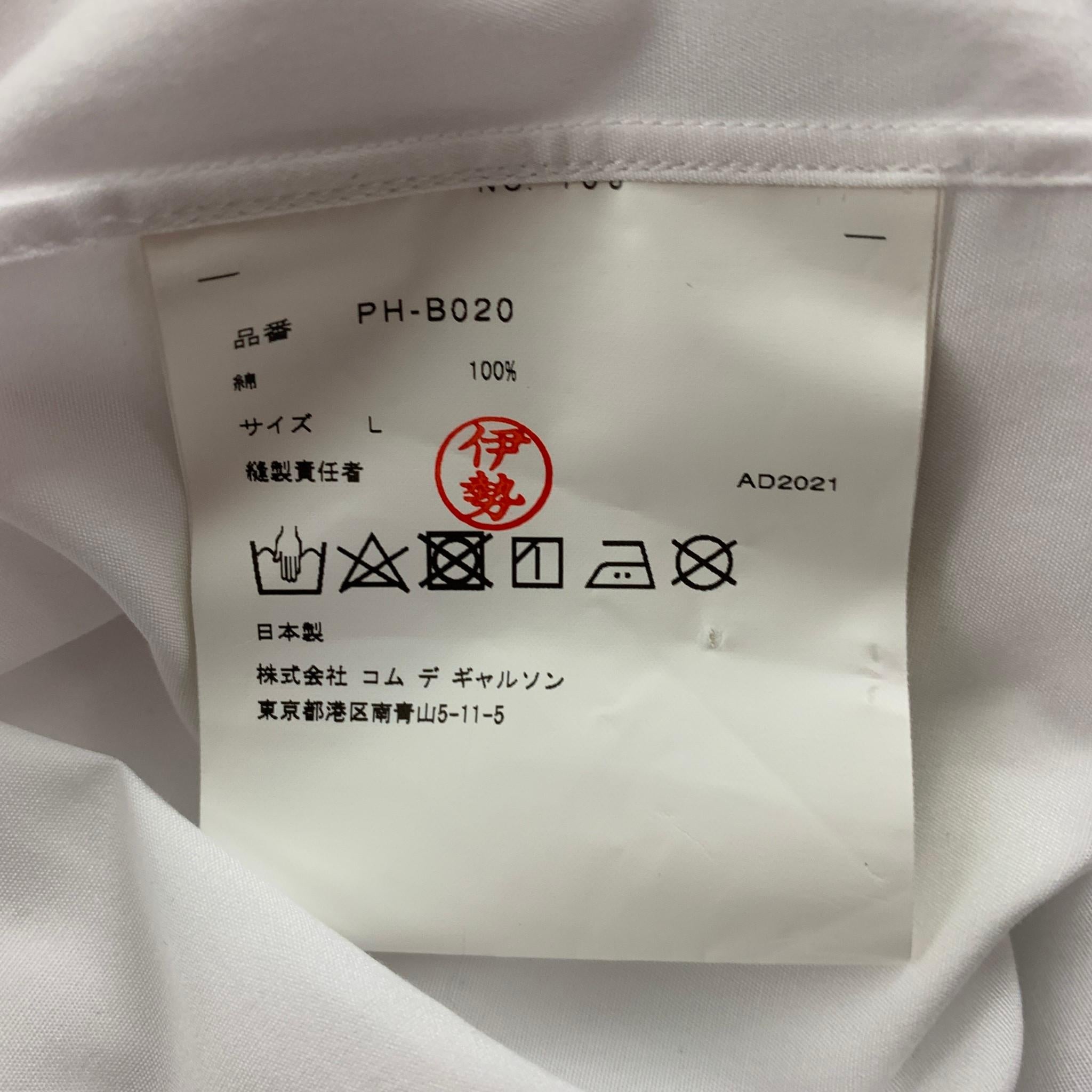 Men's COMME des GARCONS HOMME PLUS Size L White Metal Applique Cotton Shirt