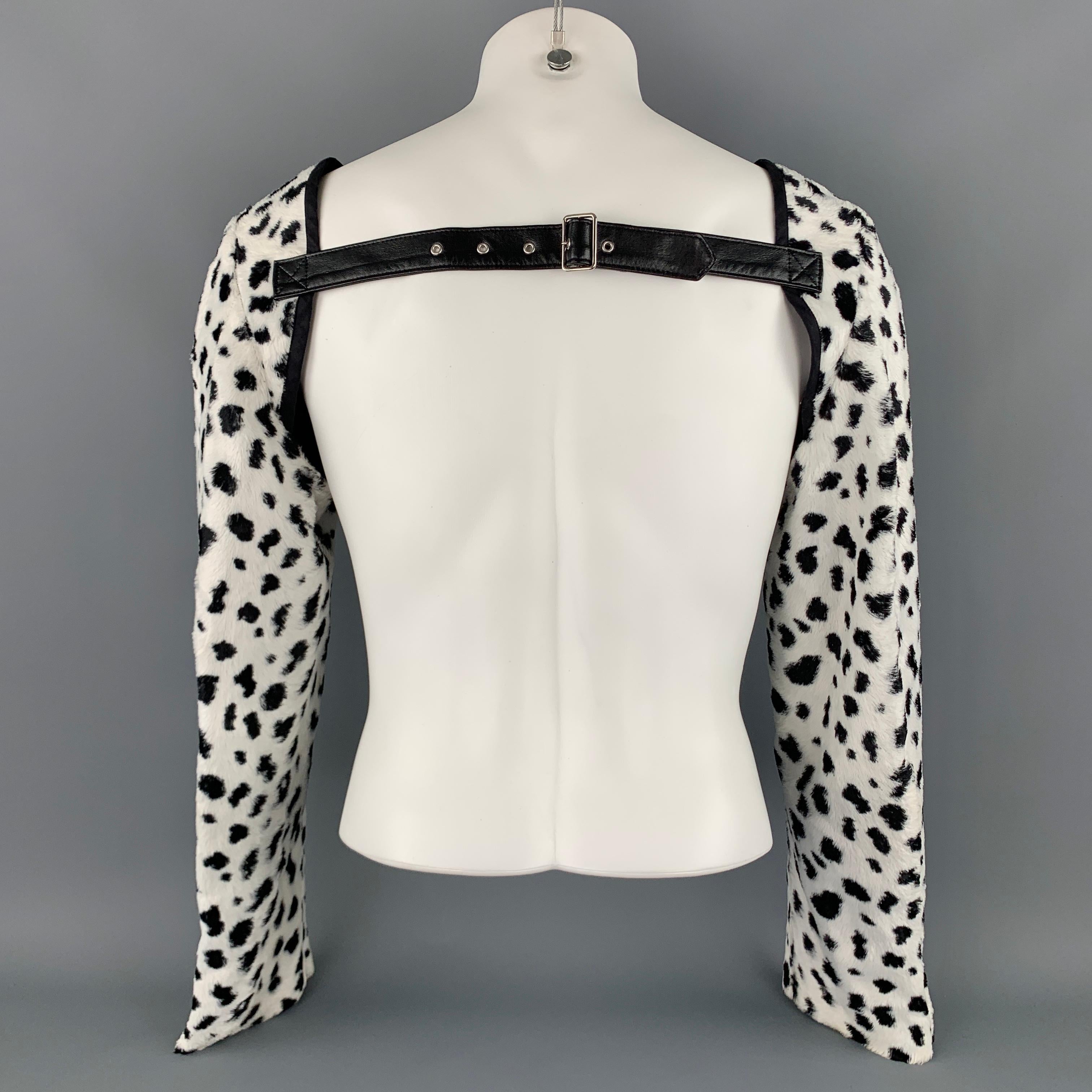 COMME des GARCONS HOMME PLUS Size M Animal Print Black & White Rayon Harness In Excellent Condition In San Francisco, CA
