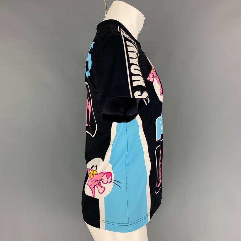 COMME des GARCONS HOMME PLUS Size M Black Blue Pink Panther Logo T-shirt