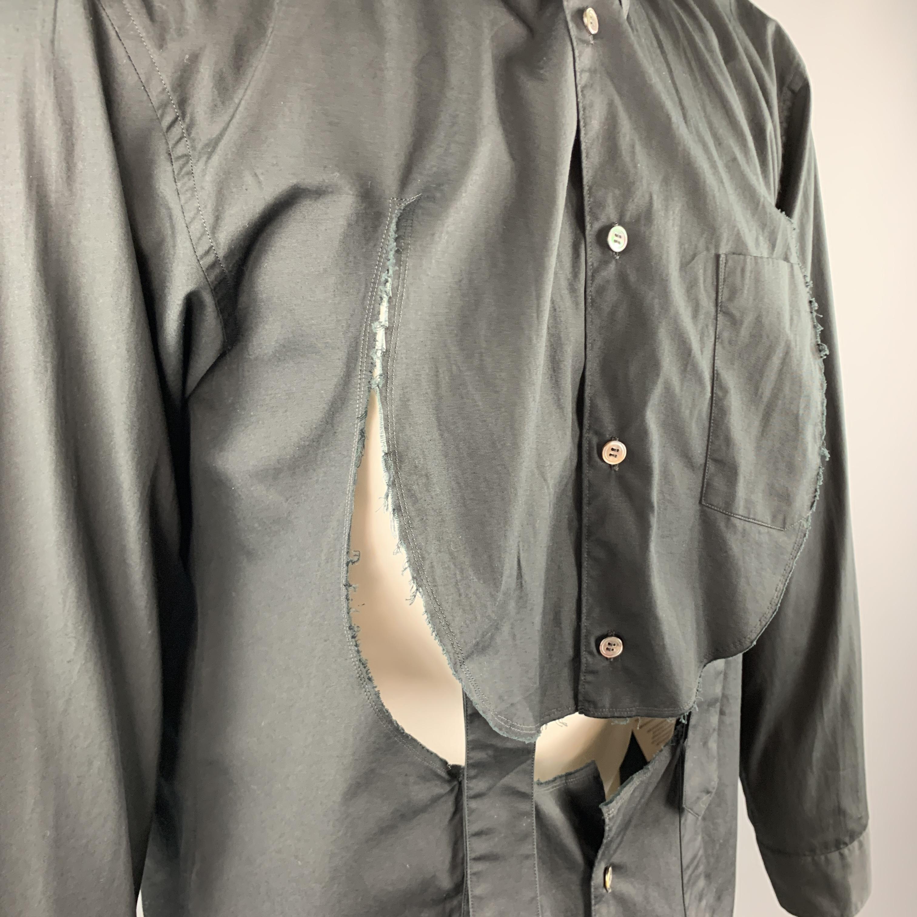 COMME des GARCONS HOMME PLUS Size M Black Circle Cut Out Cotton Bondage Shirt In New Condition In San Francisco, CA