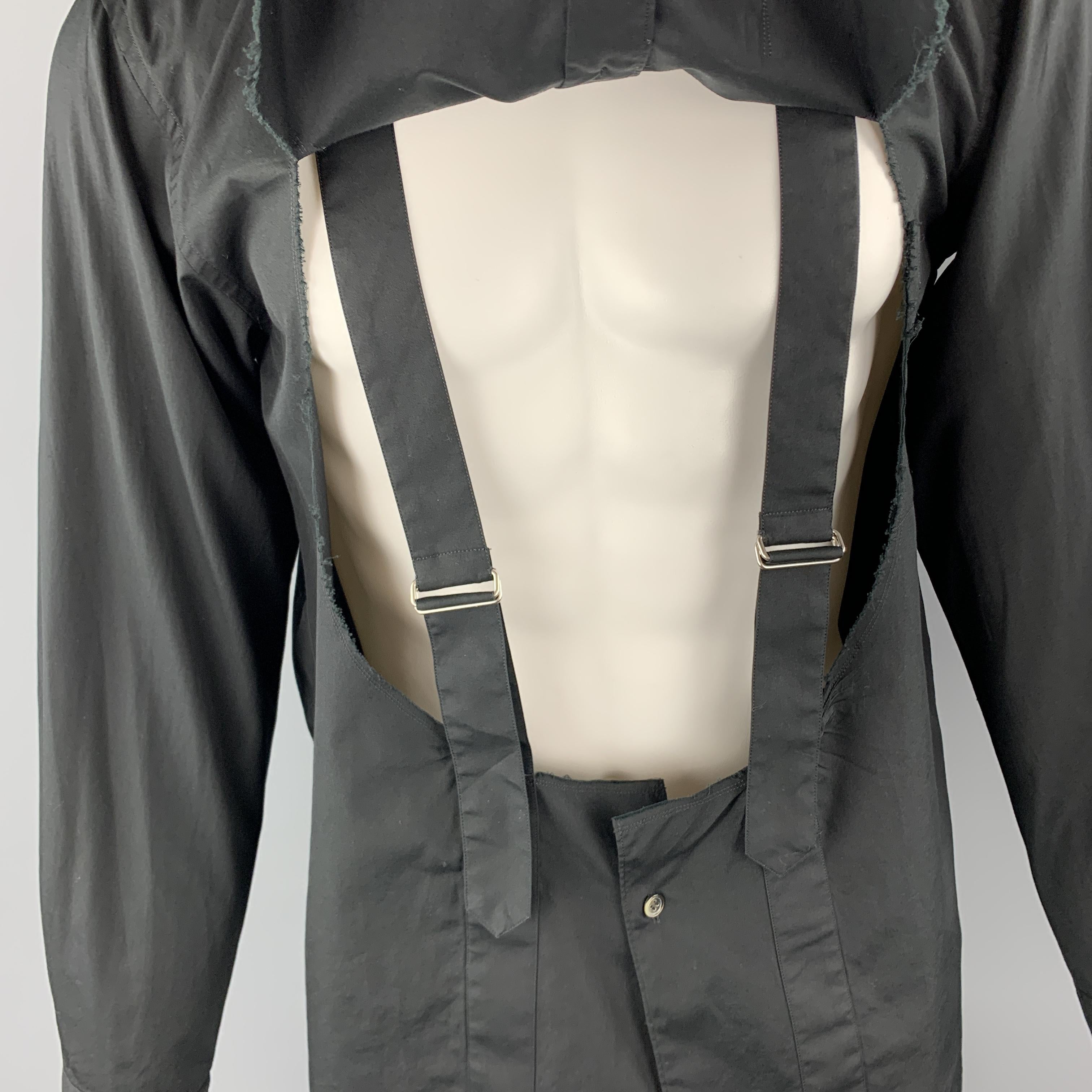 Men's COMME des GARCONS HOMME PLUS Size M Black Circle Cut Out Cotton Bondage Shirt