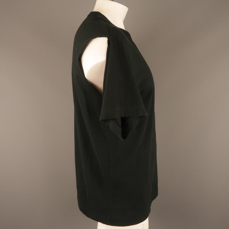 COMME des GARCONS HOMME PLUS Size M Black Cotton Slit Sleeve T-shirt at ...