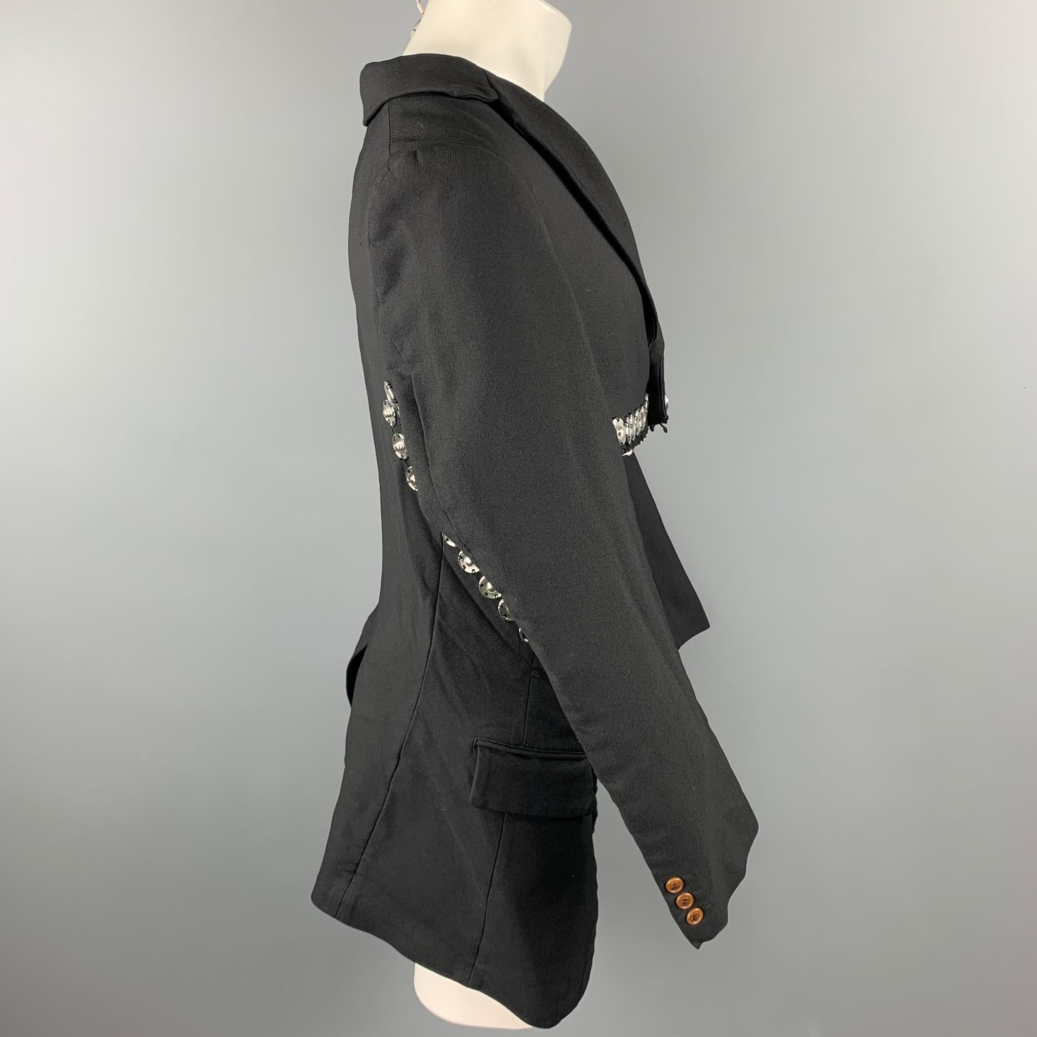 Men's COMME des GARCONS HOMME PLUS Size M Black Polyester Snap Button Cut Out Jacket
