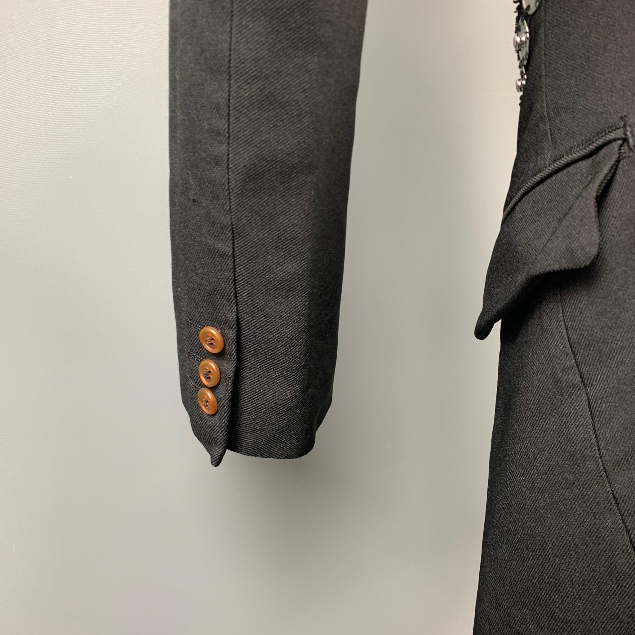COMME des GARCONS HOMME PLUS Size M Black Polyester Snap Button Cut Out Jacket 2