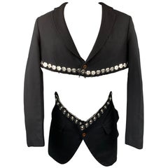 COMME des GARCONS HOMME PLUS Size M Black Polyester Snap Button Cut Out Jacket