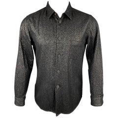 COMME des GARCONS HOMME PLUS Size M Black & Silver Metallic Wool Blend Shirt