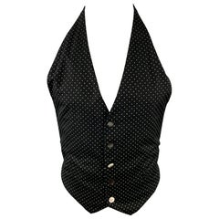 COMME des GARCONS HOMME PLUS Size M Black & White Dots Cotton Tuxedo Vest