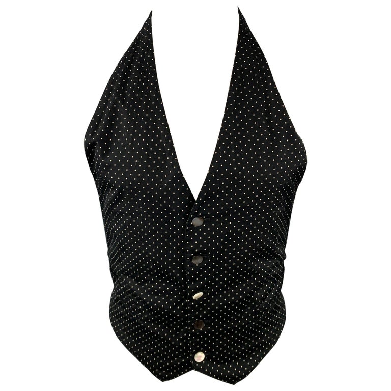 COMME des GARCONS HOMME PLUS Size M Black and White Dots Cotton Tuxedo Vest  For Sale at 1stDibs