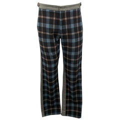 COMME des GARCONS HOMME PLUS Size M Charcoal Navy Plaid Panel Jeans