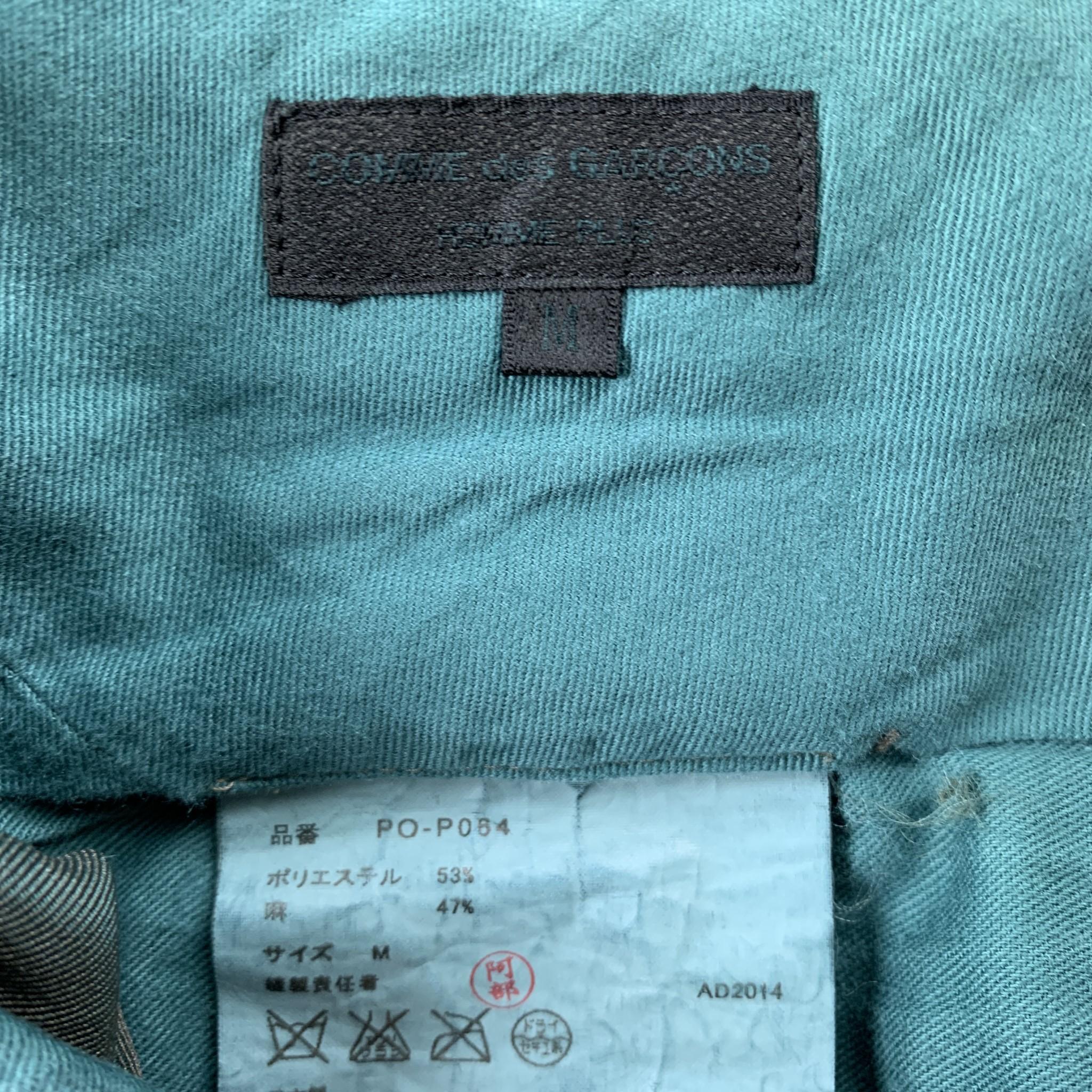 COMME des GARCONS HOMME PLUS Size M Green Two Toned Iridescent Zip Fly Pants In Good Condition In San Francisco, CA