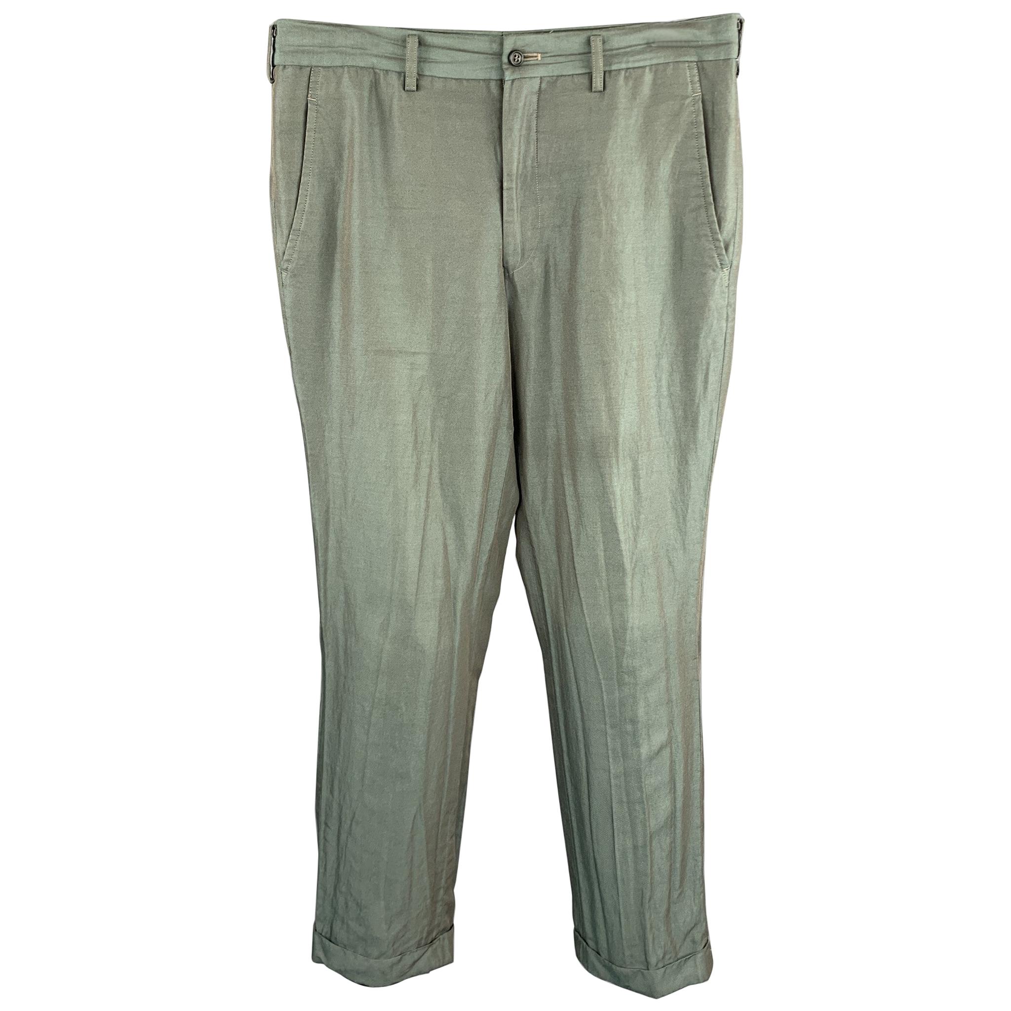 COMME des GARCONS HOMME PLUS Size M Green Two Toned Iridescent Zip Fly Pants