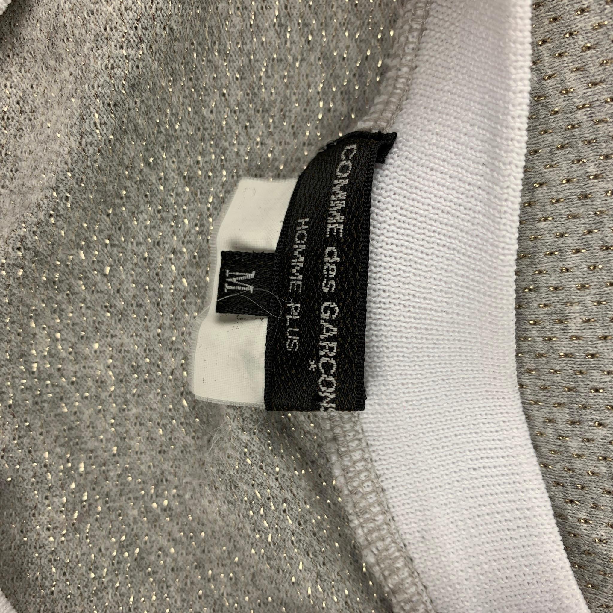COMME des GARCONS HOMME PLUS Size M Grey & Beige Metallic Cotton Blend T-shirt In Good Condition In San Francisco, CA