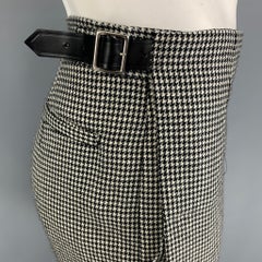 COMME des GARCONS NERO Taglia L Gonna a pieghe in lana bianca e nera L. Whiting